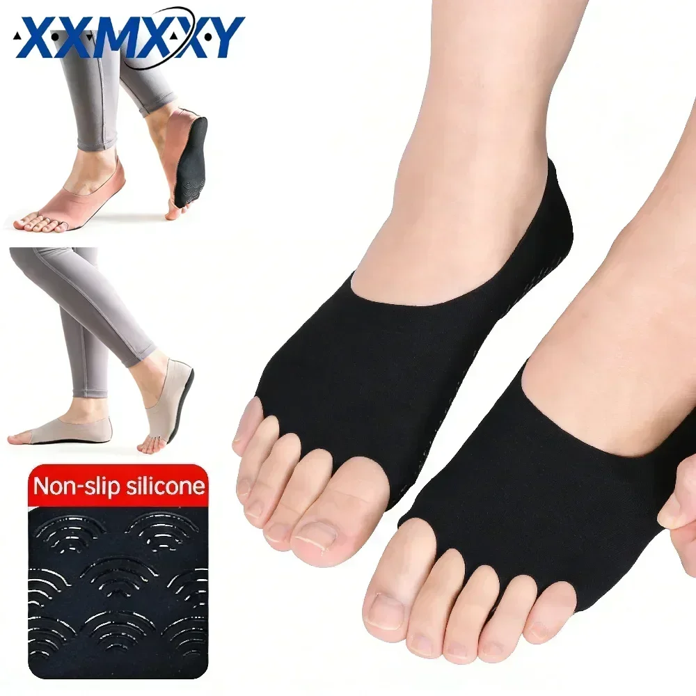 Grip Sock Yoga - 1쌍의 발가락 없는 요가 필라테스 양말,