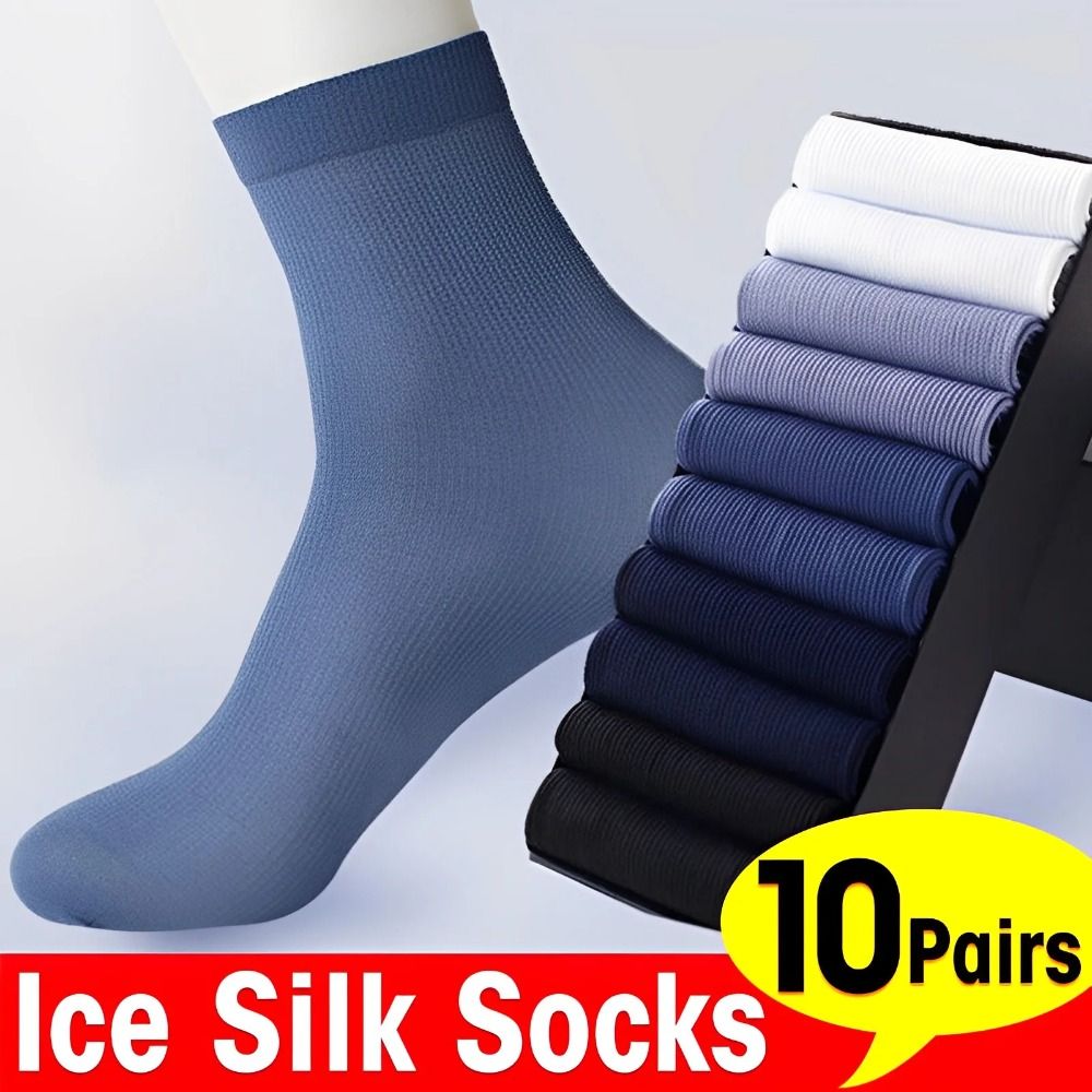 Silk Sock Bamboo - 10켤레 새로운 통기성 남성용 아이스 실크