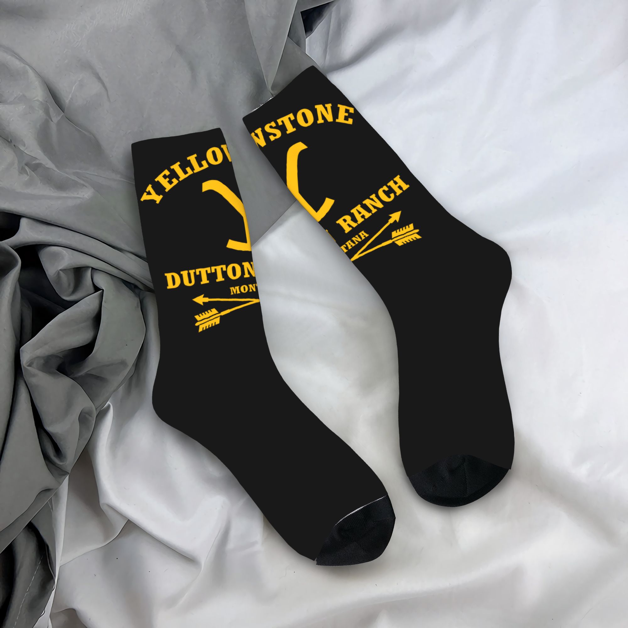 Dress Sock Men - 맞춤형 Yellowstone Dutton Ranch 남성용 크루