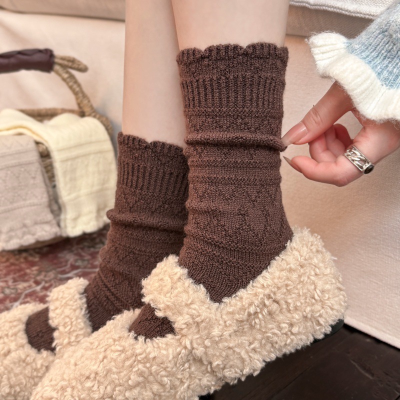 1켤레 밀키 화이트 레이스 트림 미드 카프 부츠 양말  - Boot Sock Slouchy 리뷰 및 가격