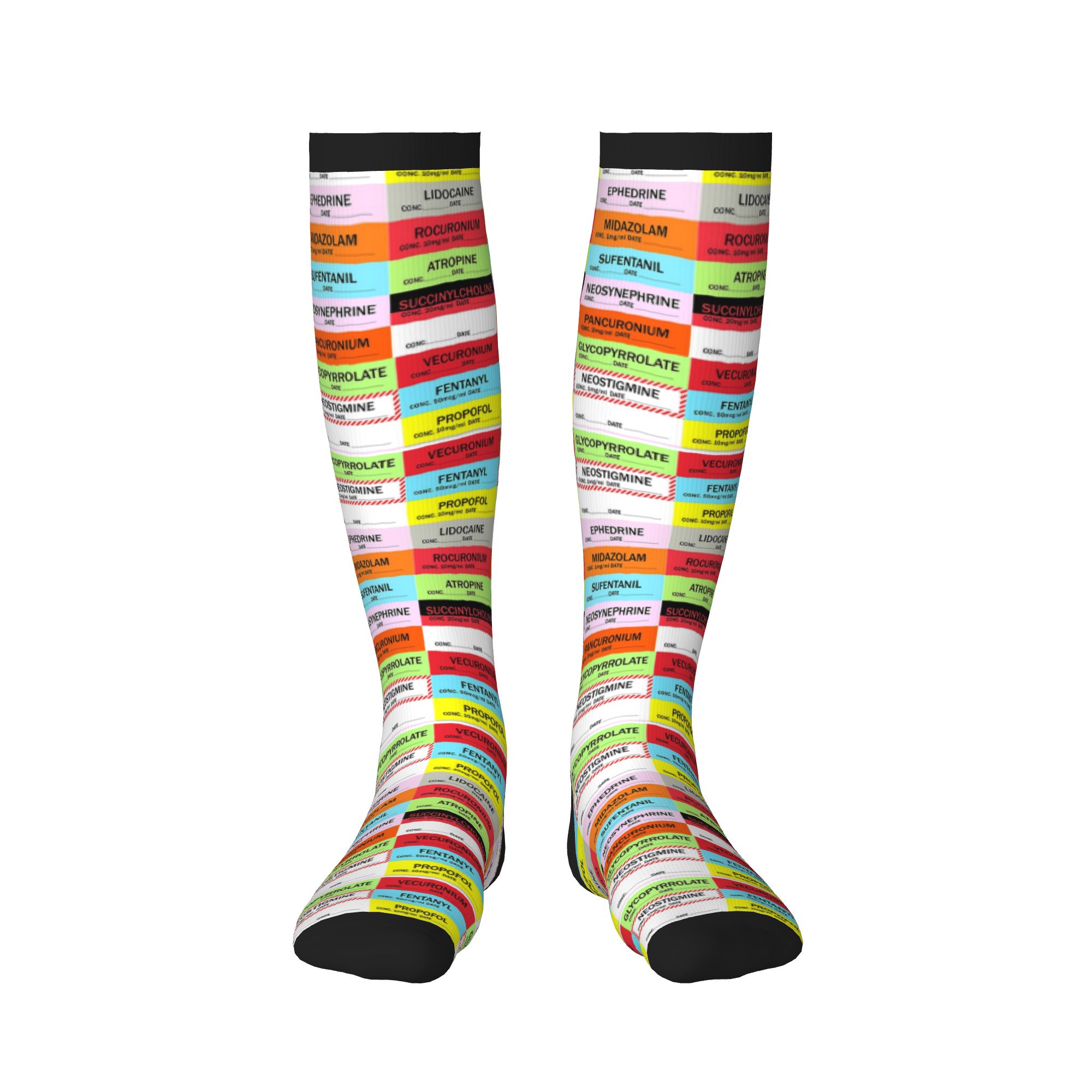 참신한 프린트 무늬의 마취약 라벨 양말, 신축성 있는  - Compression Sock Medical 리뷰 및 가격