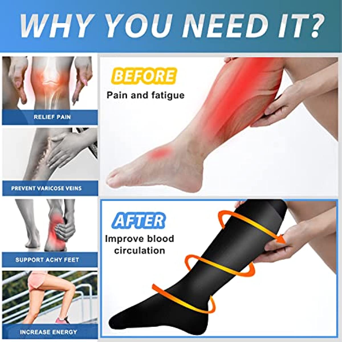 7 쌍 압축 양말 여성 남성 무릎 높이 임신 부종 당뇨 - Compression Sock Medical 리뷰 및 가격
