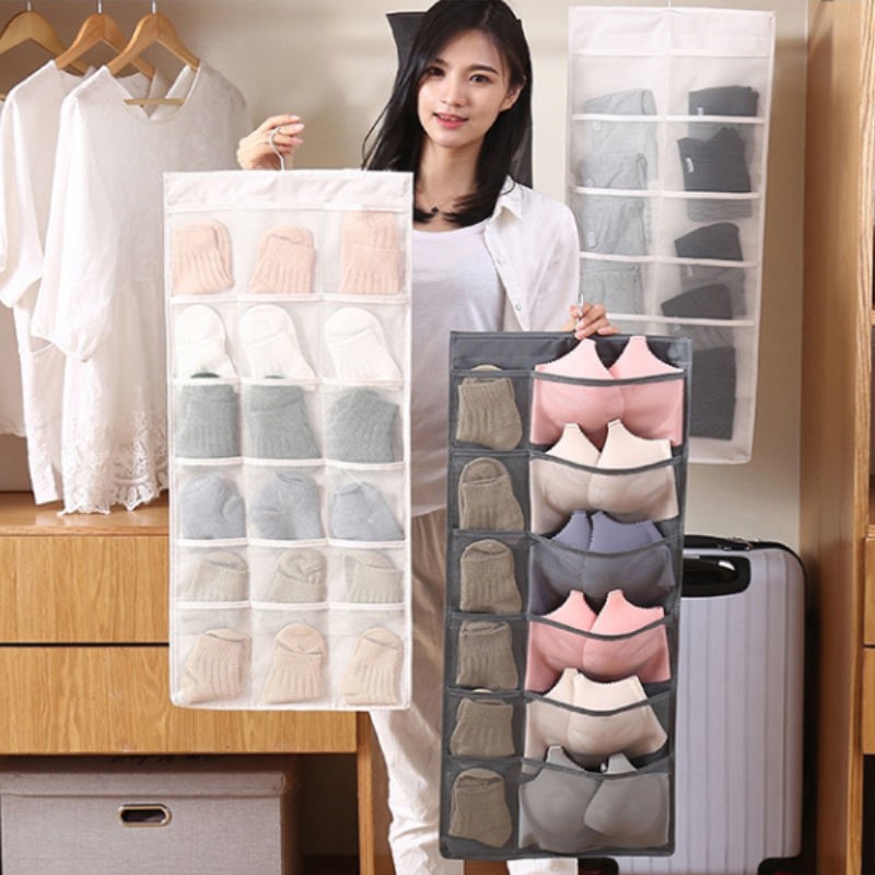 벽걸이형 패브릭 속옷 양말 수납 정리함 양면 옷장 파우 - Sock Organizer Tray 리뷰 및 가격