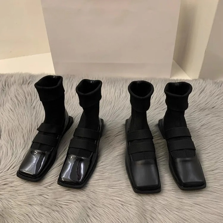 영국 스타일 스퀘어 니트 양말 부츠, 여성용 앵클 부츠 - No Show Sock Women 리뷰 및 가격
