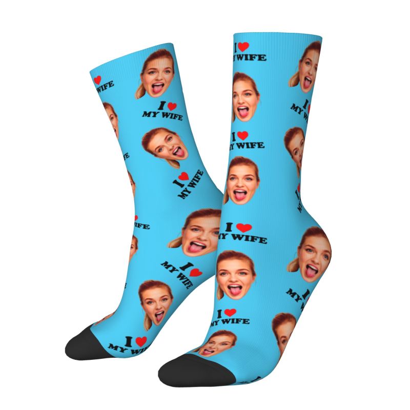 나는 내 아내를 사랑합니다 맞춤형 얼굴 사진 맞춤형 남 - Dress Sock Men 리뷰 및 가격