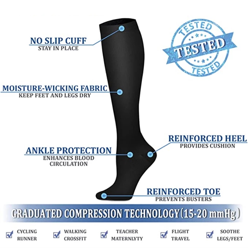 S-XXL 압축 양말 남성 여성 비행 여행 탄성 튜브  - Compression Sock Medical 리뷰 및 가격