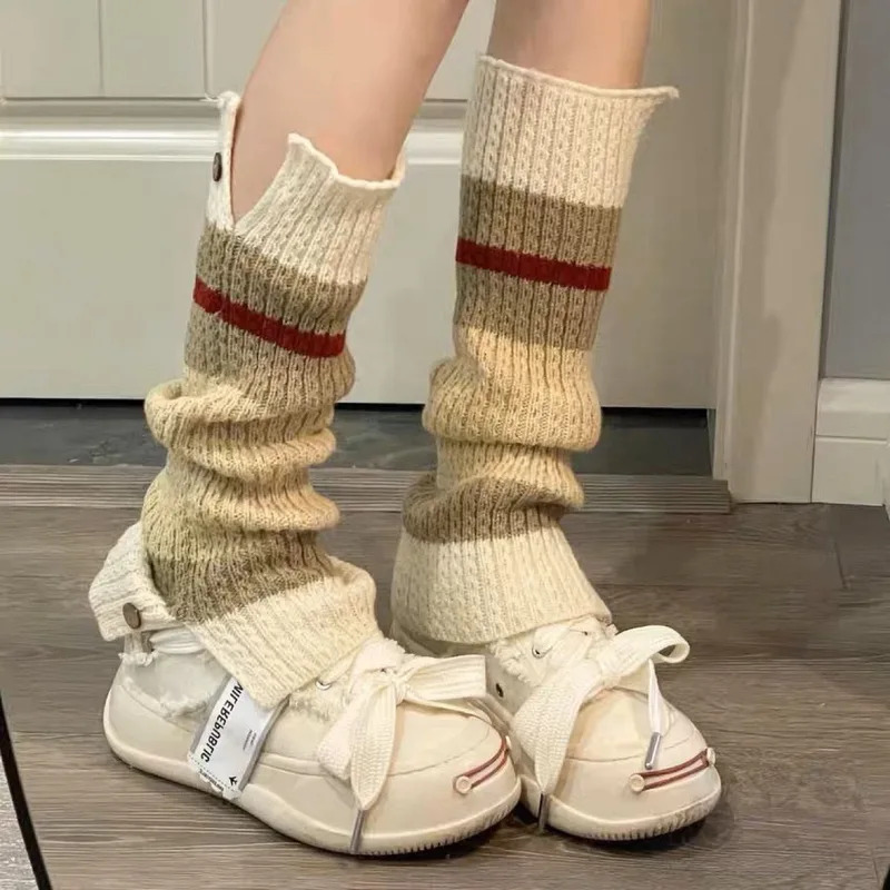 새로운 ​ Y2K 니트 레그 워머 빈티지 컬러 블록 스 - Boot Sock Slouchy 리뷰 및 가격